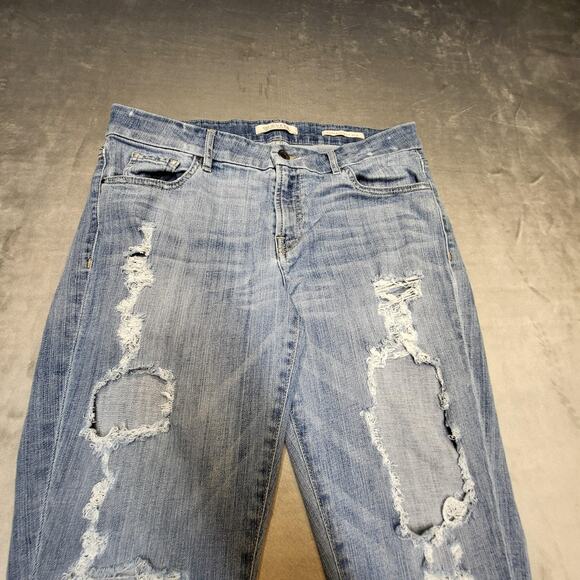 Guess Jeans Womens 31 Light Wash Power Curvy Mid Distressed Ripped Skinny Denim - Picture 2 of 11